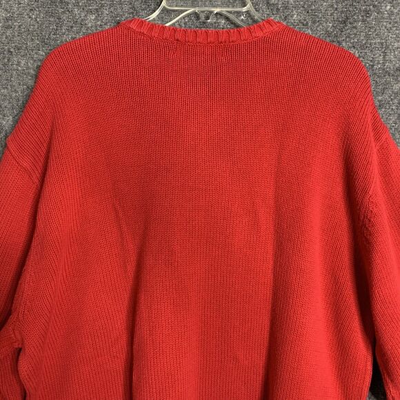 Chaps RL Crewneck Pullover Sweater Red Men Size XL 100% Cotton Crest Logo - Picture 9 of 12